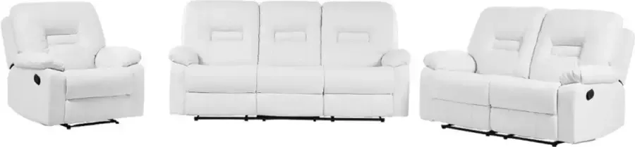Beliani Handmatig verstelbare bankenset BERGEN Kunstleer Wit 6-zitter