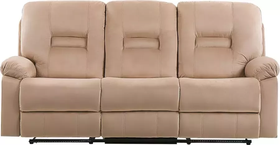 Beliani BERGEN Three Seater Sofa Beige Fluweel - Foto 2