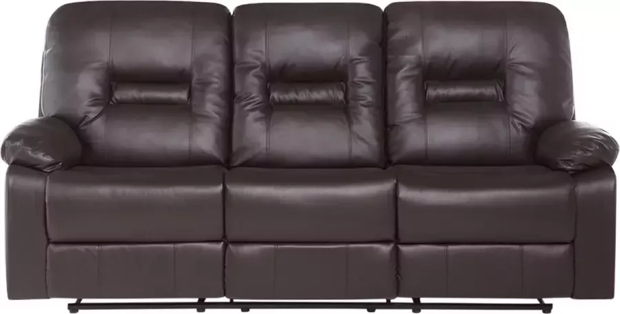Beliani BERGEN Three Seater Sofa Bruin Kunstleer - Foto 1