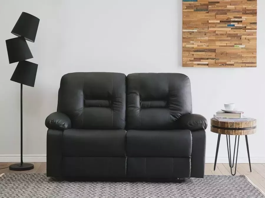 Beliani BERGEN Two Seater Sofa Zwart Kunstleer - Foto 3