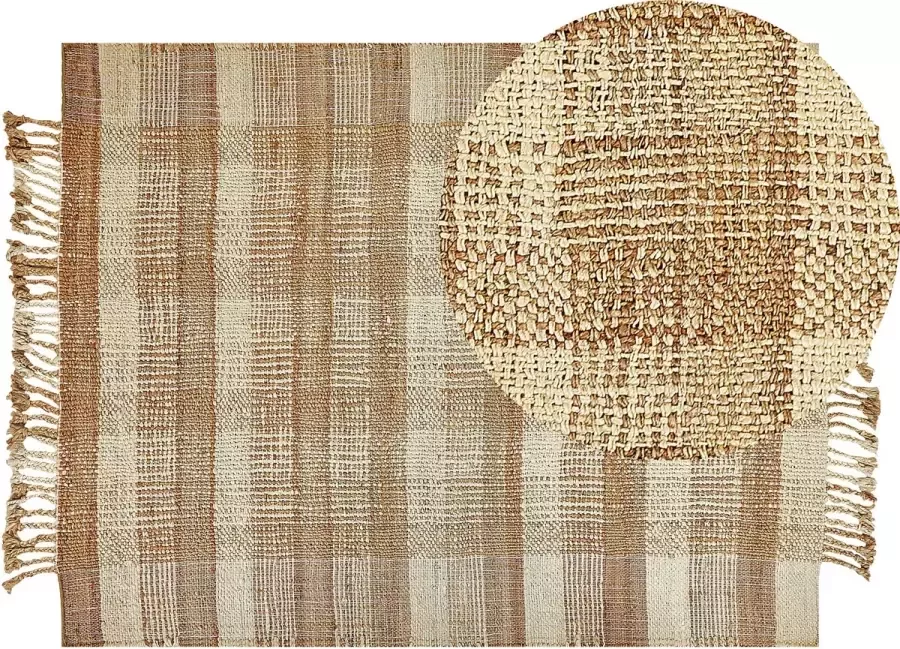 Beliani BERISSA Modern vloerkleed Lichtbeige 140 x 200 cm Jute