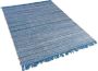 Beliani BESNI Laagpolig vloerkleed Blauw 160 x 230 cm Katoen - Thumbnail 1