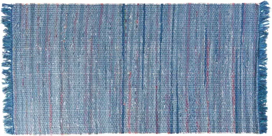 Beliani BESNI Laagpolig vloerkleed Blauw 80 x 150 cm Katoen - Foto 2