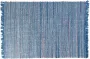 Beliani BESNI Laagpolig vloerkleed Blauw 160 x 230 cm Katoen - Thumbnail 3