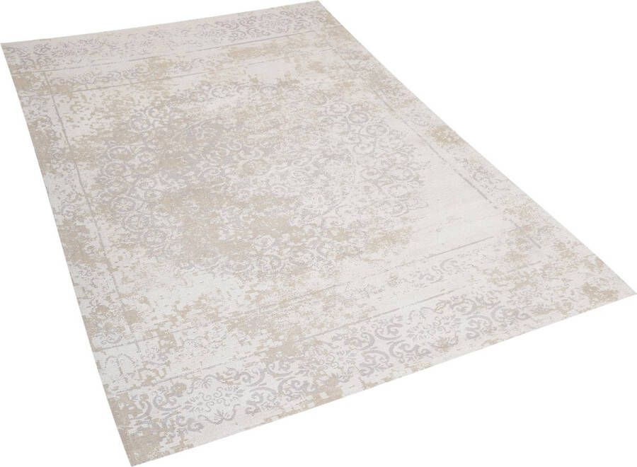 Beliani BEYKOZ Laagpolig vloerkleed Beige 160 x 230 cm Katoen