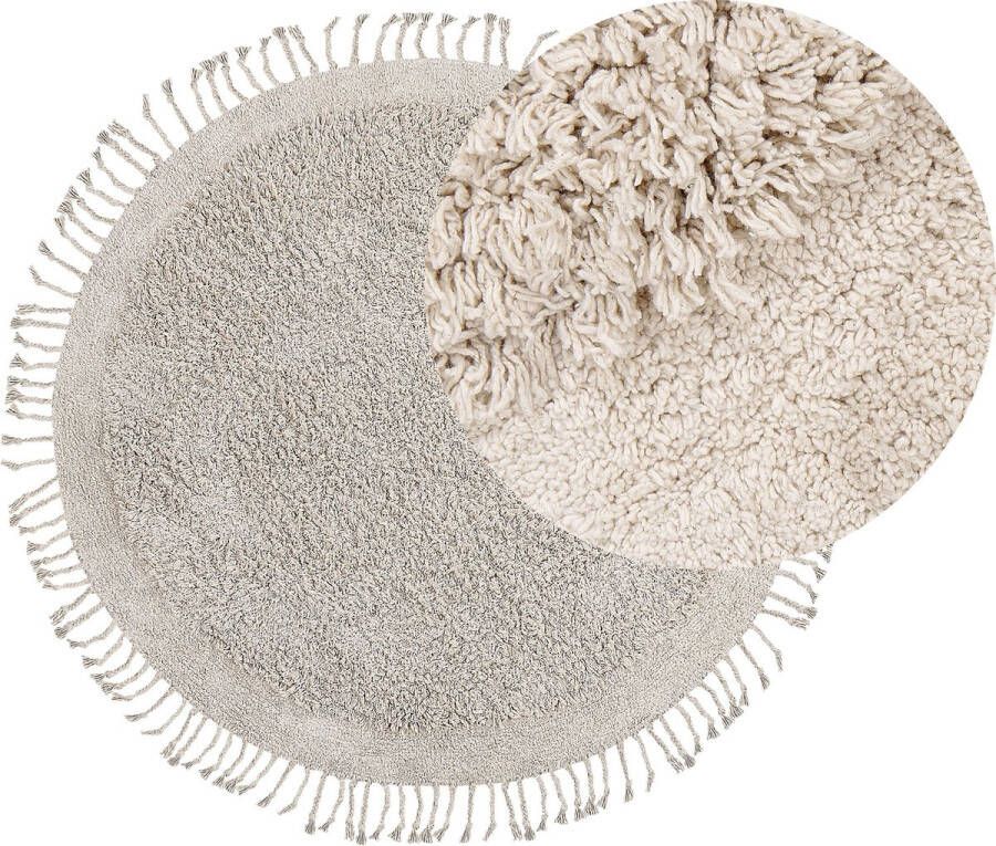 Beliani BITLIS Modern Vloerkleed Lichtbeige Ã¸ 140 cm Katoen - Foto 1