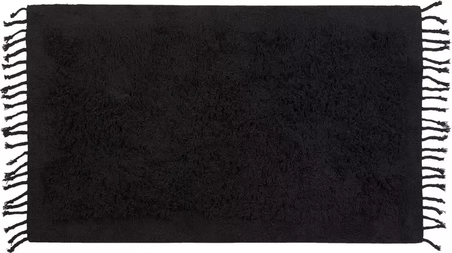 Beliani BITLIS Vloerkleed Zwart 80 x 150 cm Katoen - Foto 2