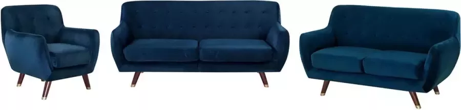 Beliani BODO Living Room Set Blauw Fluweel - Foto 2
