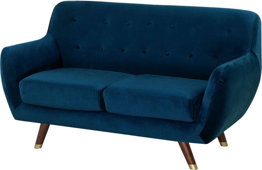 Beliani BODO Two Seater Sofa Blauw Fluweel
