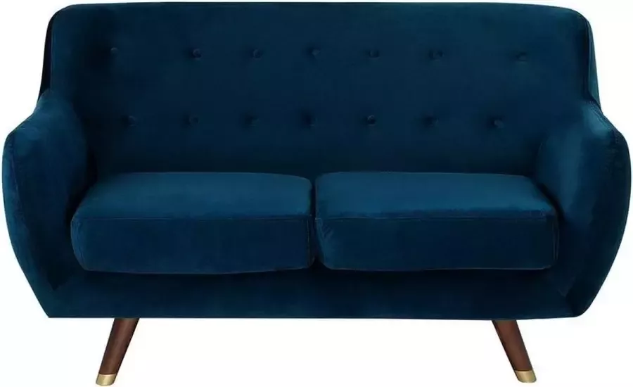 Beliani BODO Two Seater Sofa Blauw Fluweel - Foto 2