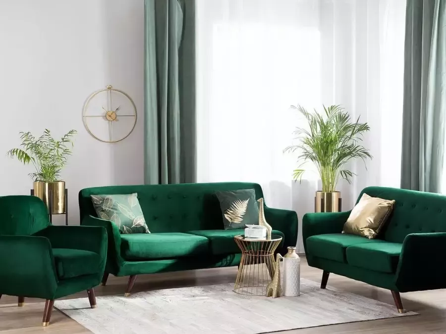 Beliani BODO Living Room Set Groen Fluweel - Foto 3