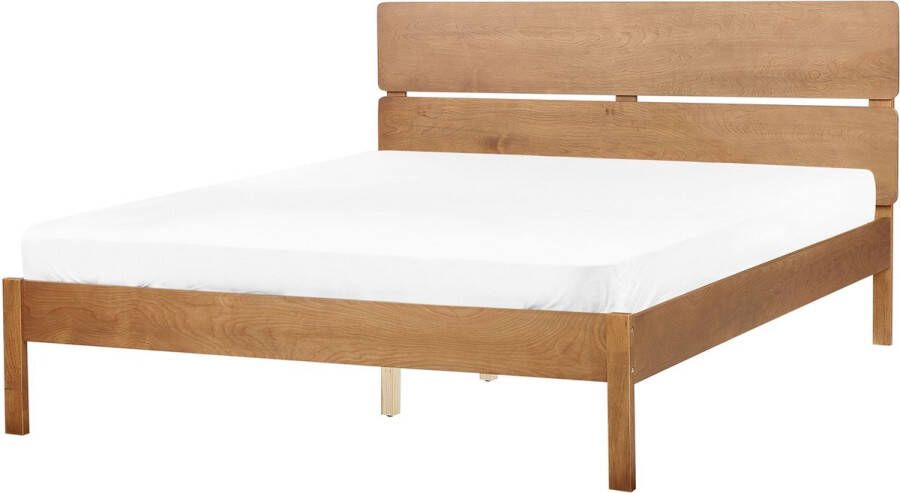 Beliani BOISSET Bed Lichthout 160 x 200 cm Rubberhout