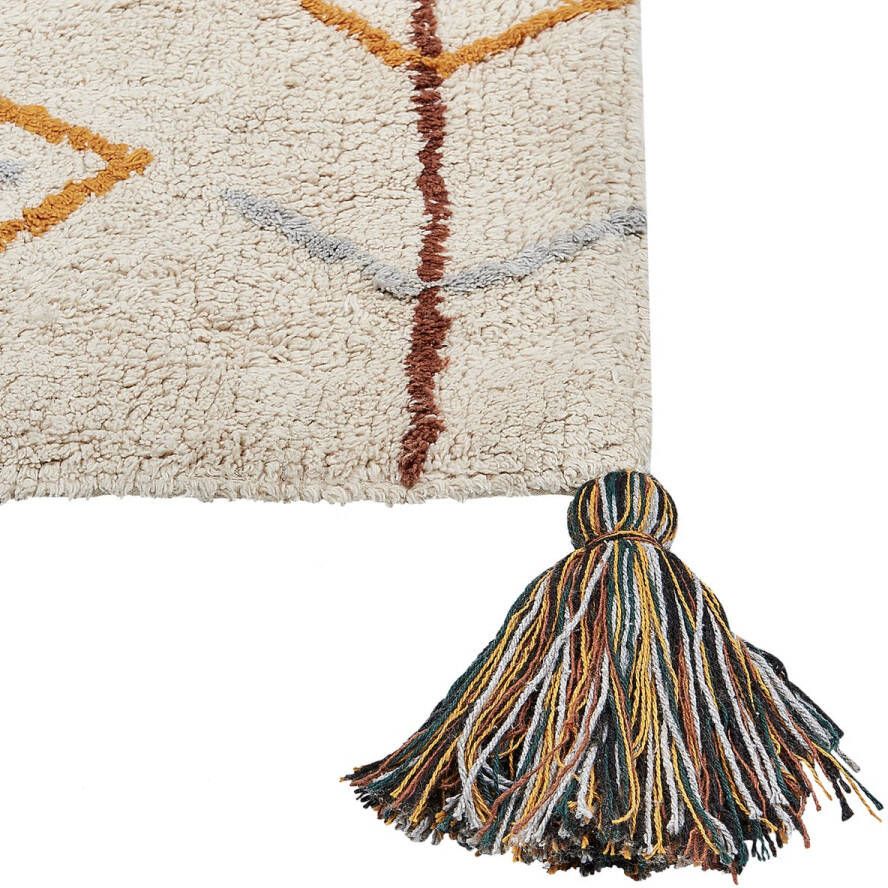 Beliani BOLAY Laagpolig vloerkleed Beige 140 x 200 cm Katoen