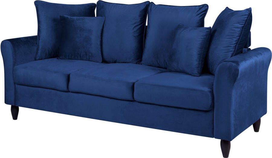 Beliani BORNHOLM Three Seater Sofa Blauw Fluweel - Foto 1