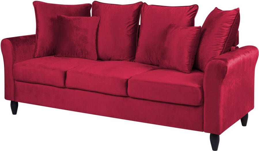 Beliani BORNHOLM Three Seater Sofa Rood Fluweel
