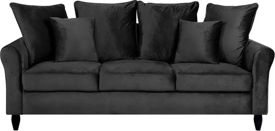 Beliani BORNHOLM Three Seater Sofa Zwart Fluweel - Foto 2