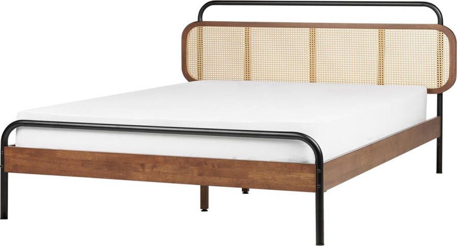 Beliani -BOUSSICOURT-Tweepersoonsbed-Bruin-180 x 200 cm-Rubberhout