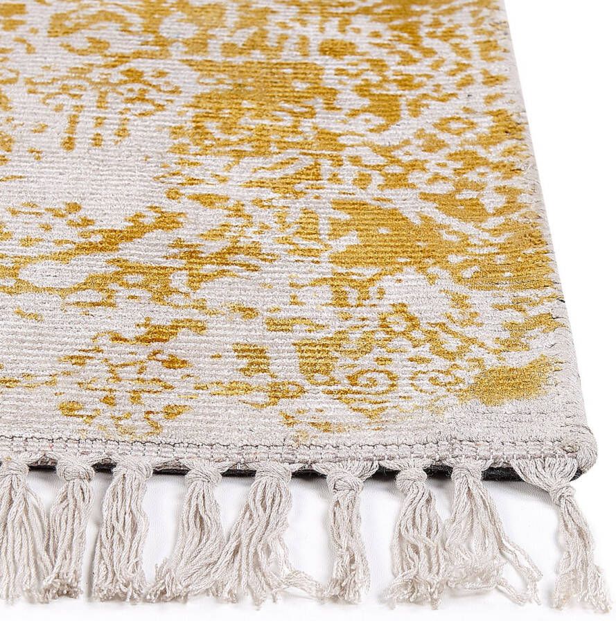 Beliani BOYALI Vintage vloerkleed Mosterdgeel 160 x 230 cm Viscose