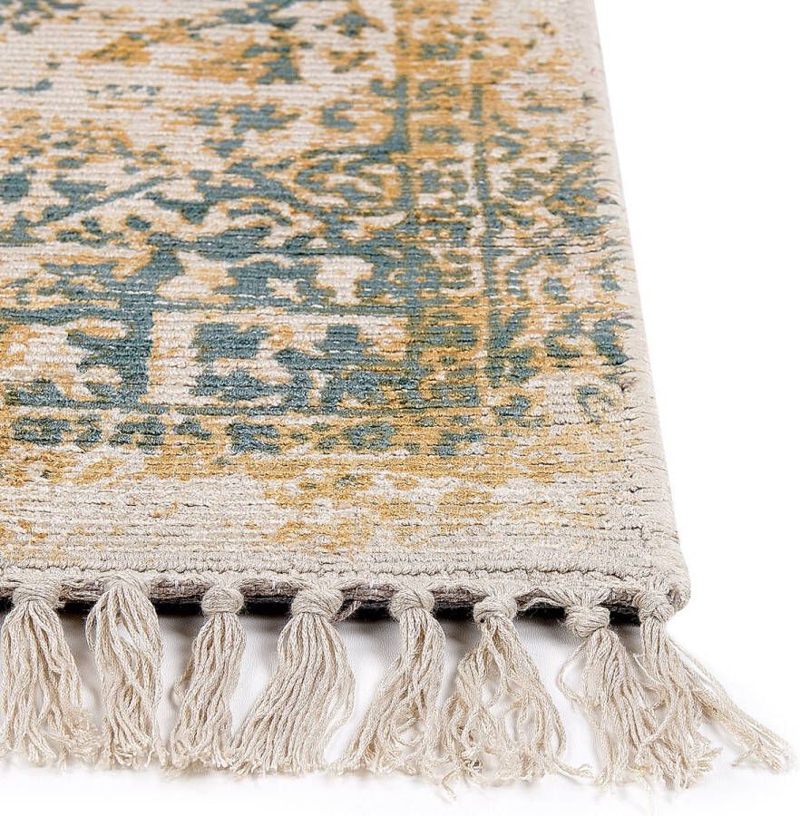 Beliani Vloerkleed viscose geel groen 140 x 200 cm BOYALI
