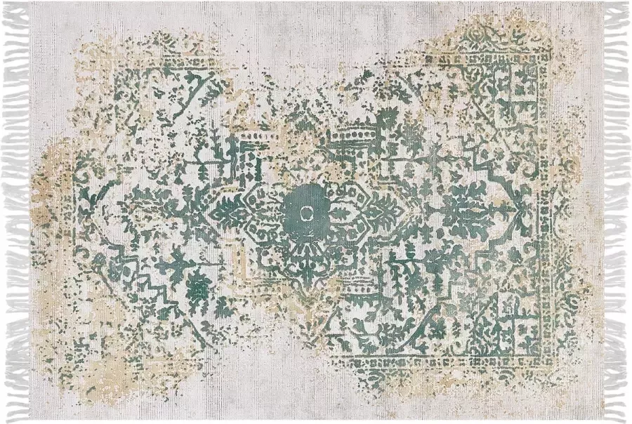 Beliani Vloerkleed viscose beige groen 140 x 200 cm BOYALI - Foto 2