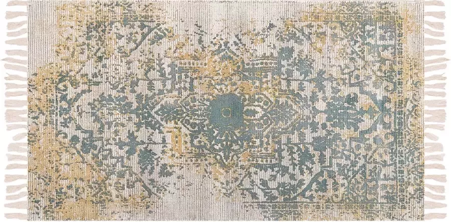 Beliani Vloerkleed viscose geel groen 80 x 150 cm BOYALI - Foto 4