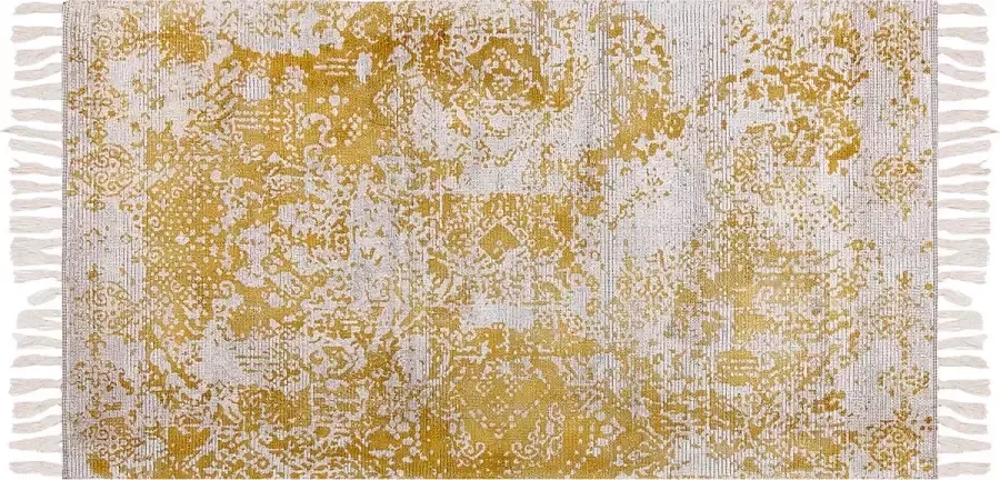 Beliani Vloerkleed viscose geel groen 80 x 150 cm BOYALI - Foto 3