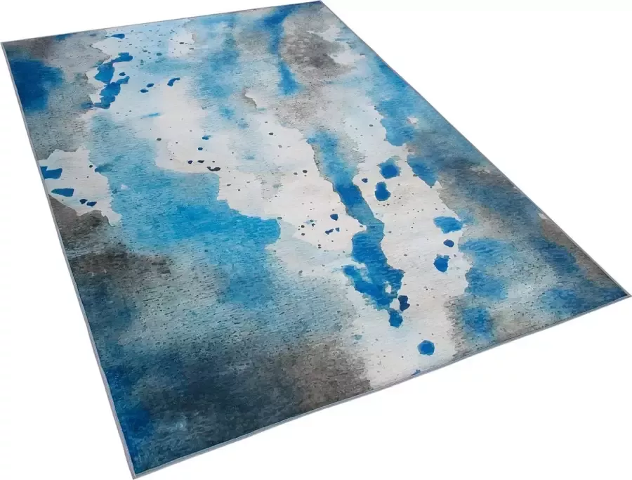 Beliani BOZAT Laagpolig vloerkleed Blauw 140 x 200 cm Polyester