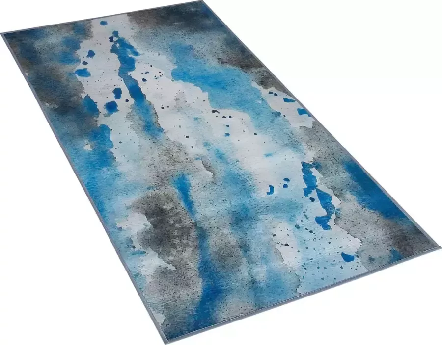 Beliani BOZAT Laagpolig vloerkleed Blauw 80 x 150 cm Polyester - Foto 2