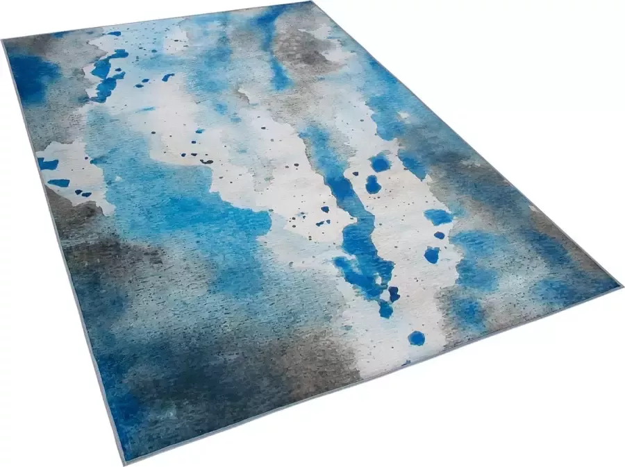 Beliani BOZAT Laagpolig vloerkleed Blauw 160 x 230 cm Polyester