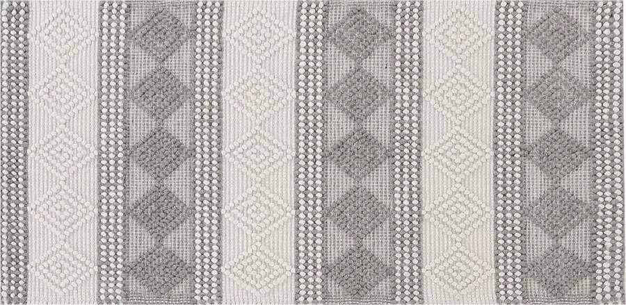 Beliani BOZOVA Laagpolig vloerkleed Grijs 80 x 150 cm Wol - Foto 2