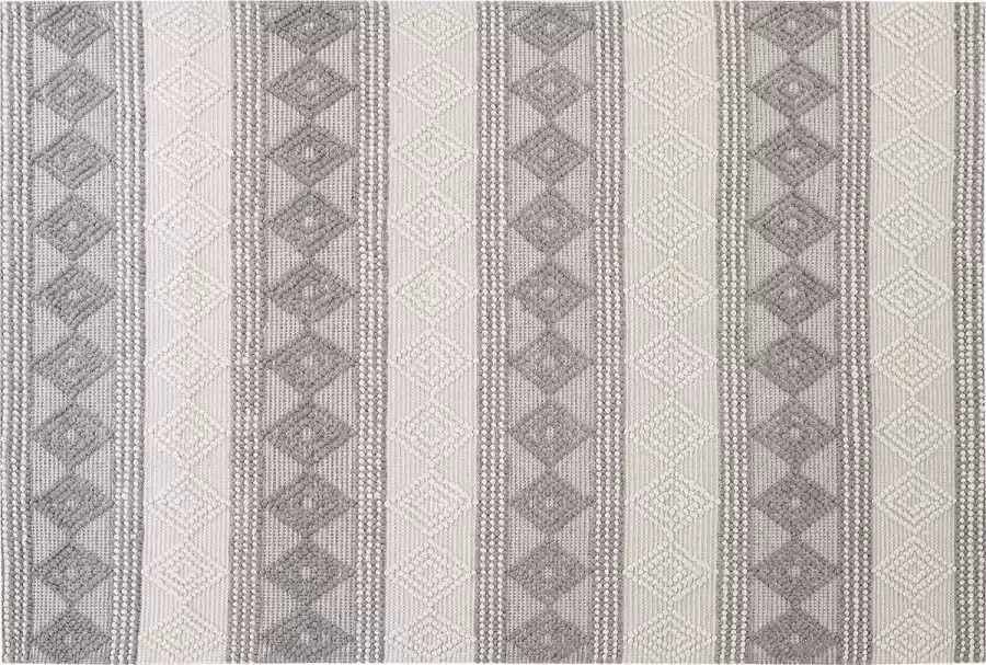 Beliani BOZOVA Laagpolig vloerkleed Grijs 160 x 230 cm Wol - Foto 2