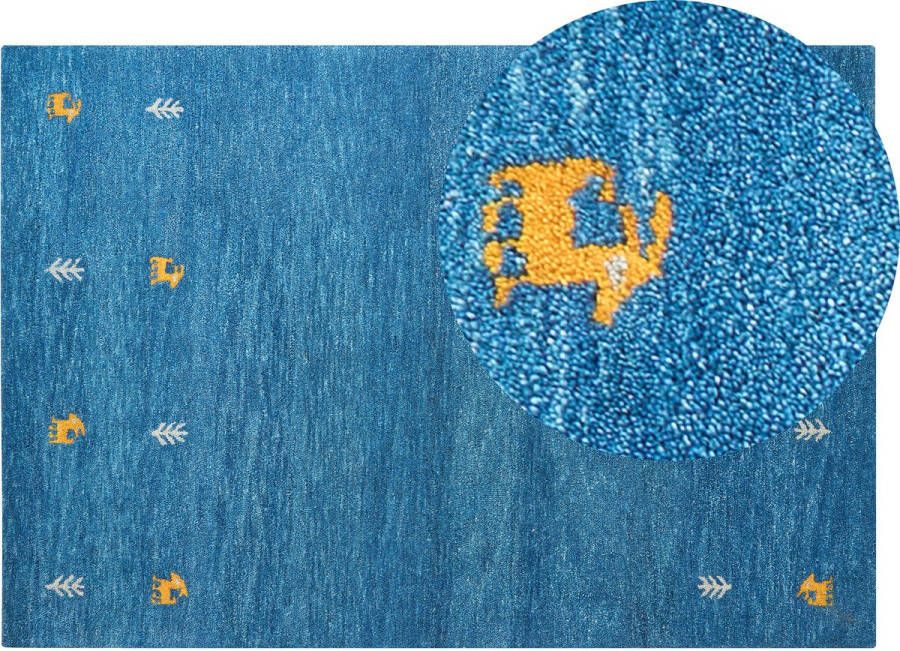 Beliani CALTI Modern vloerkleed Blauw 140 x 200 cm Wol