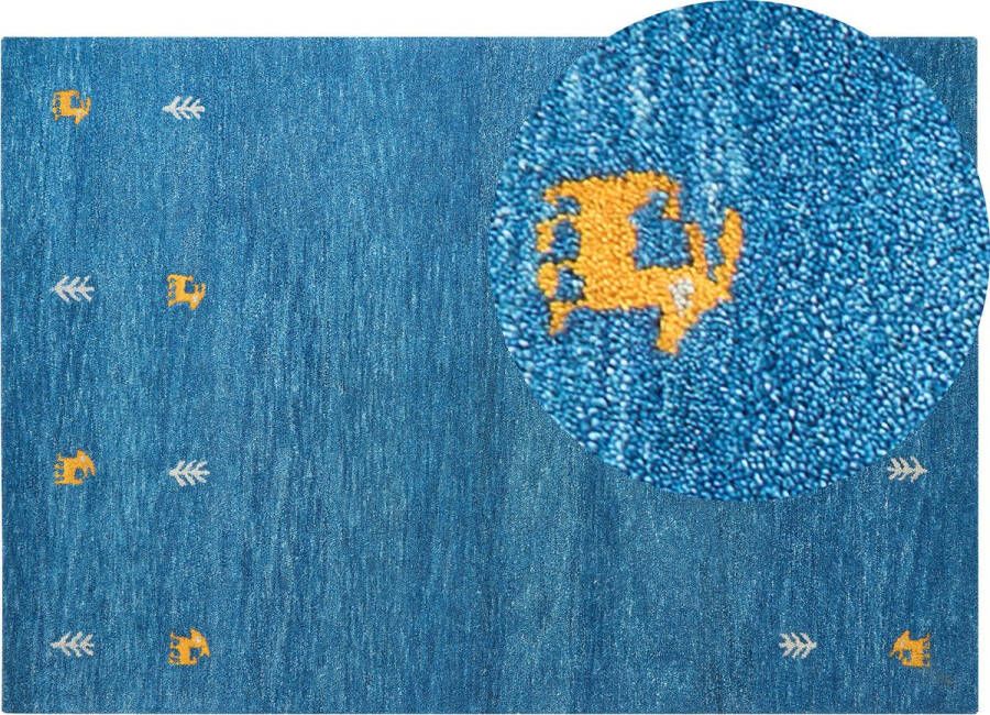 Beliani CALTI Modern vloerkleed Blauw 160 x 230 cm Wol