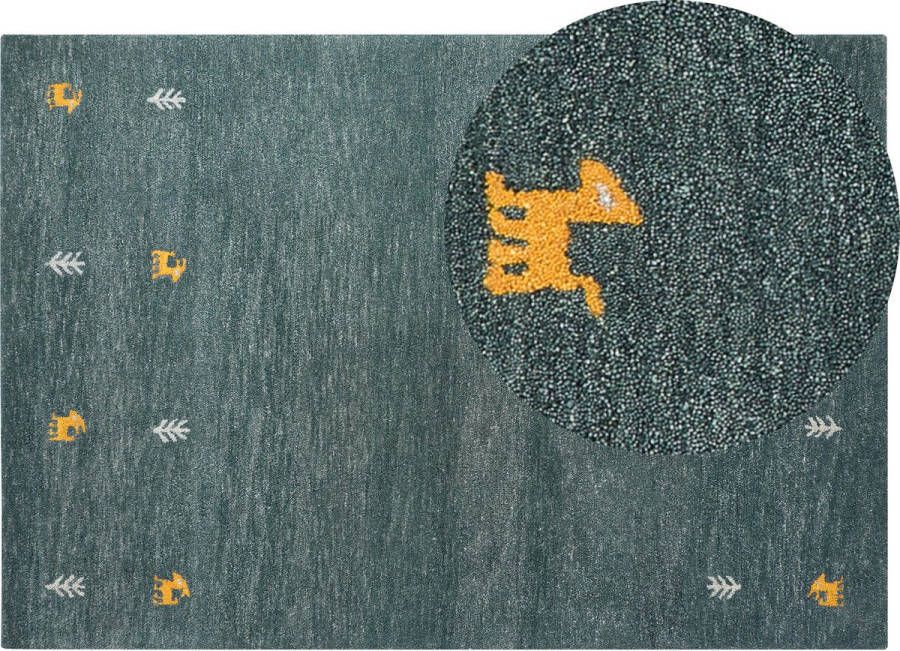 Beliani CALTI Modern vloerkleed Donkergroen 160 x 230 cm Wol