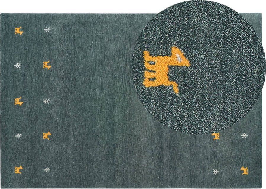 Beliani CALTI Modern vloerkleed Donkergroen 200 x 300 cm Wol