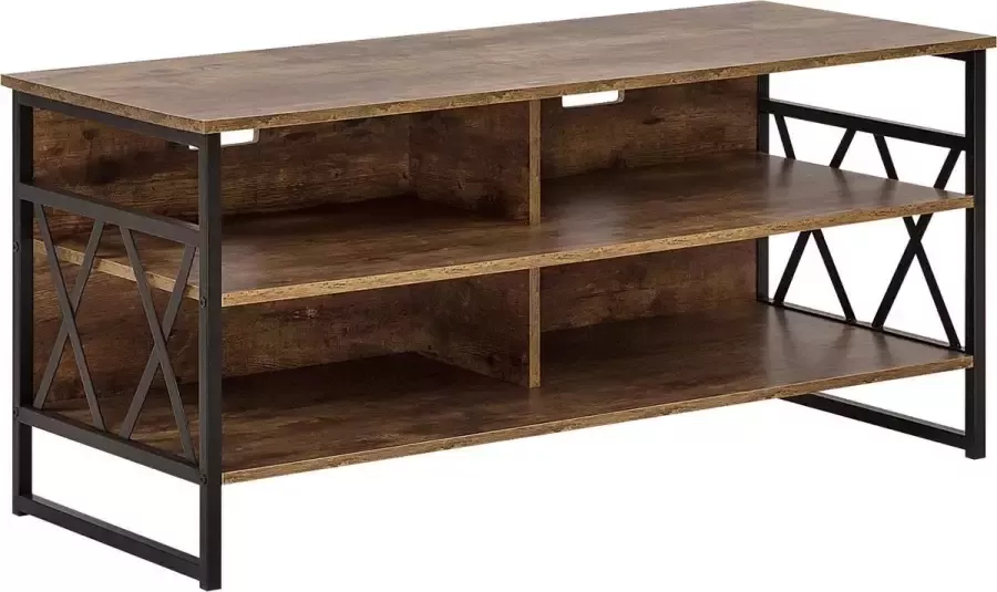 Beliani CARLISLE TV-meubel Donkere houtkleur Vezelplaat - Foto 1