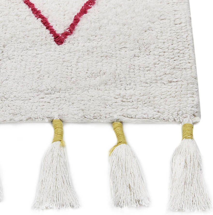 Beliani CAVUS Laagpolig vloerkleed Wit 80 x 150 cm Katoen