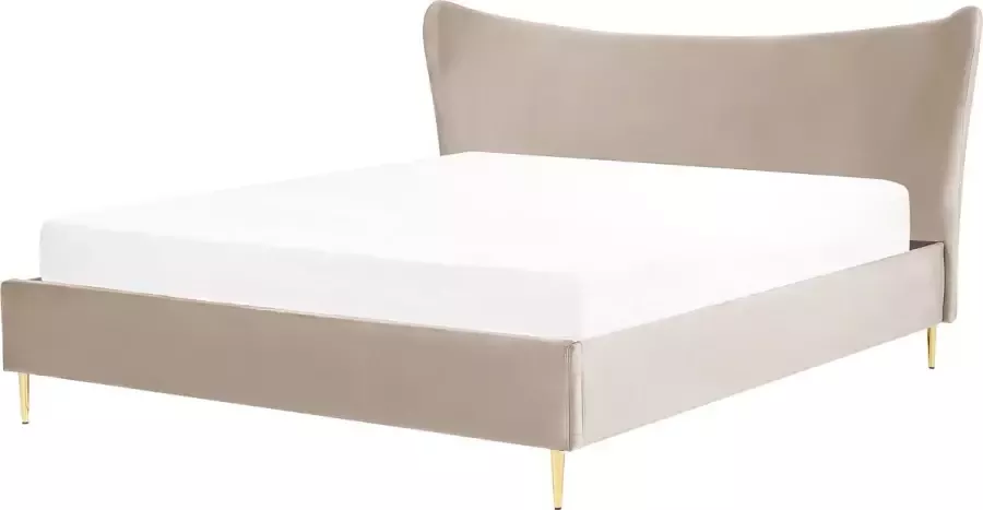 Beliani CHALEIX Tweepersoonsbed Grijs 180 x 200 cm Fluweel