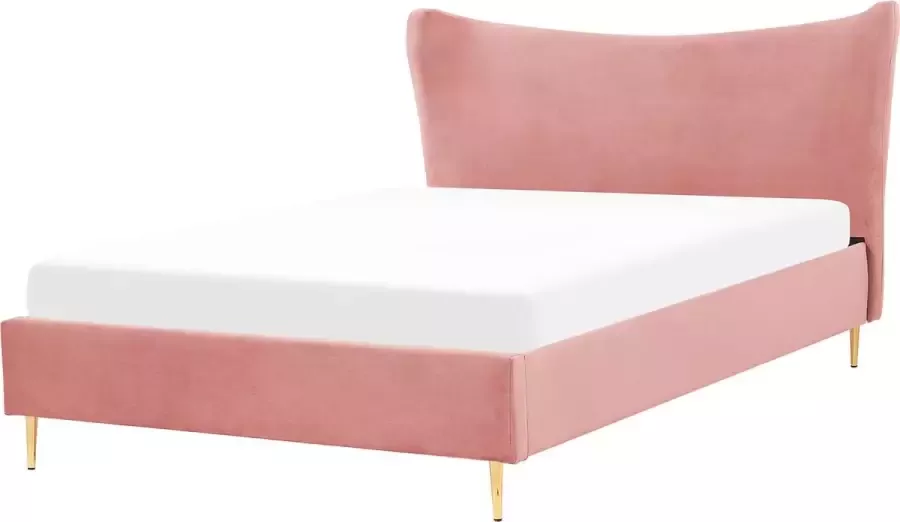 Beliani CHALEIX Tweepersoonsbed Roze 160 x 200 cm Fluweel