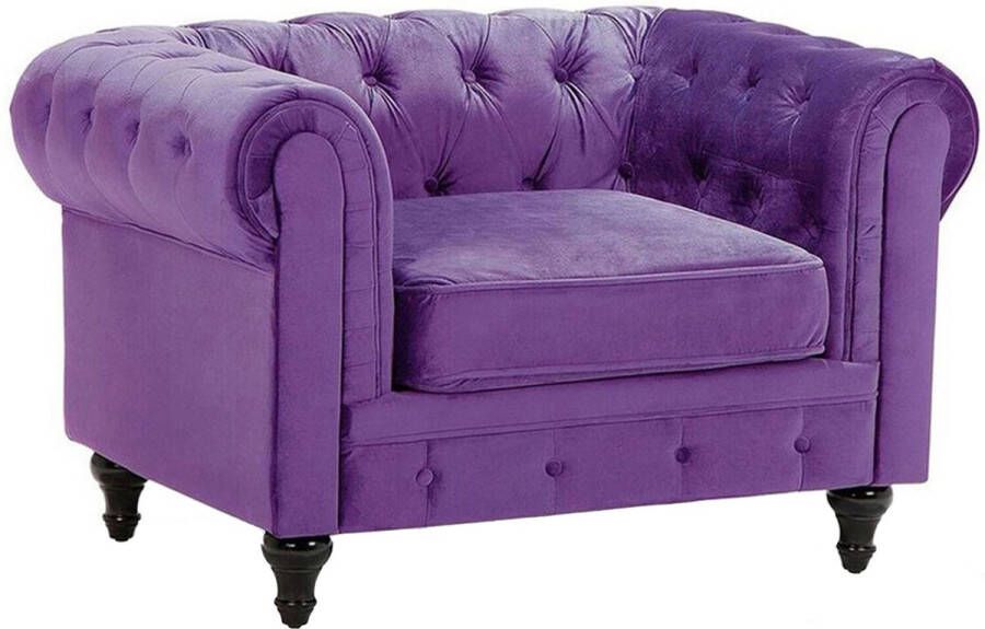 Beliani CHESTERFIELD Fauteuil-Donkere houtkleur-Fluweel - Foto 2