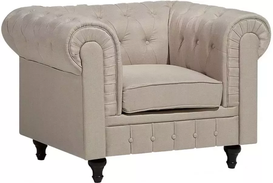 Beliani CHESTERFIELD L Chesterfield fauteuil Beige Polyester