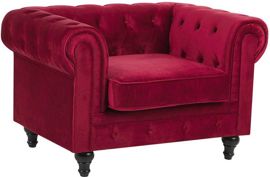 Beliani CHESTERFIELD Fauteuil-Rood-Fluweel - Foto 2