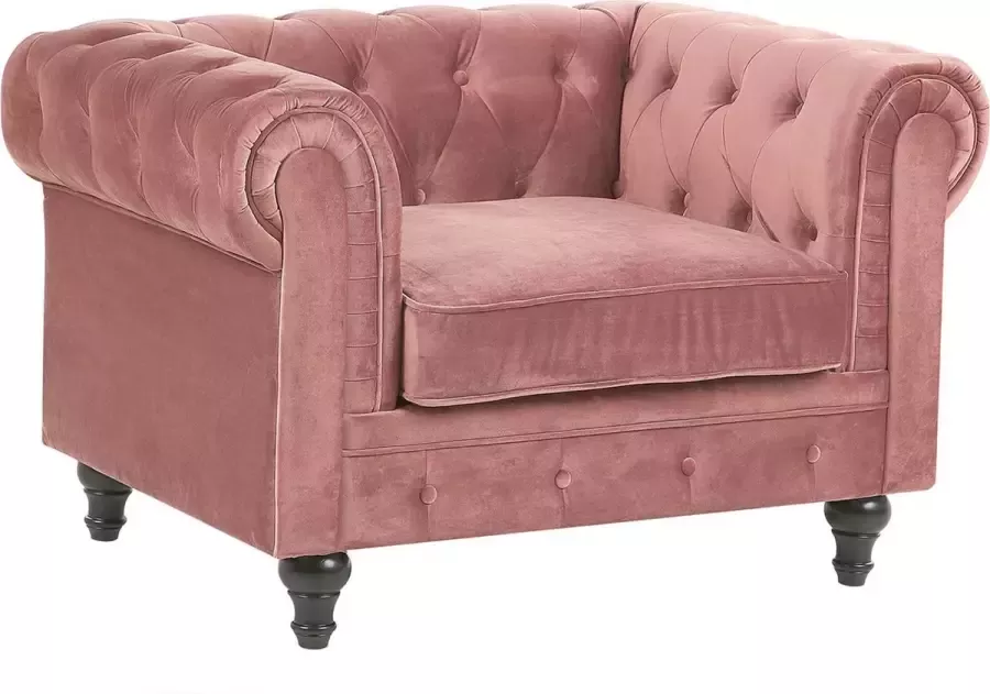 Beliani CHESTERFIELD fauteuil Roze Fluweel - Foto 2