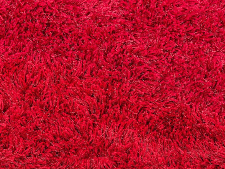 Beliani CIDE Shaggy vloerkleed Rood 140 cm Polyester - Foto 1