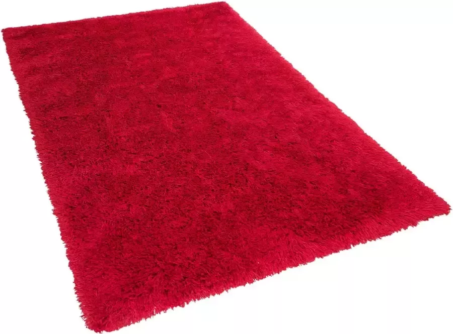Beliani CIDE Shaggy vloerkleed Rood 140 x 200 cm Polyester - Foto 2