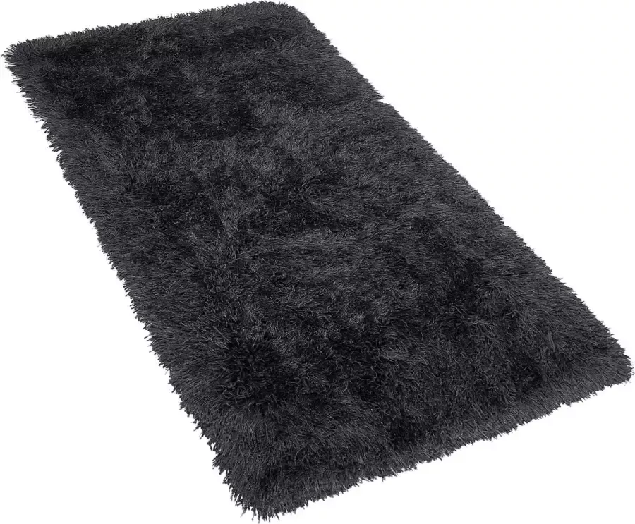 Beliani CIDE Shaggy vloerkleed Zwart Wit 80 x 150 cm Polyester