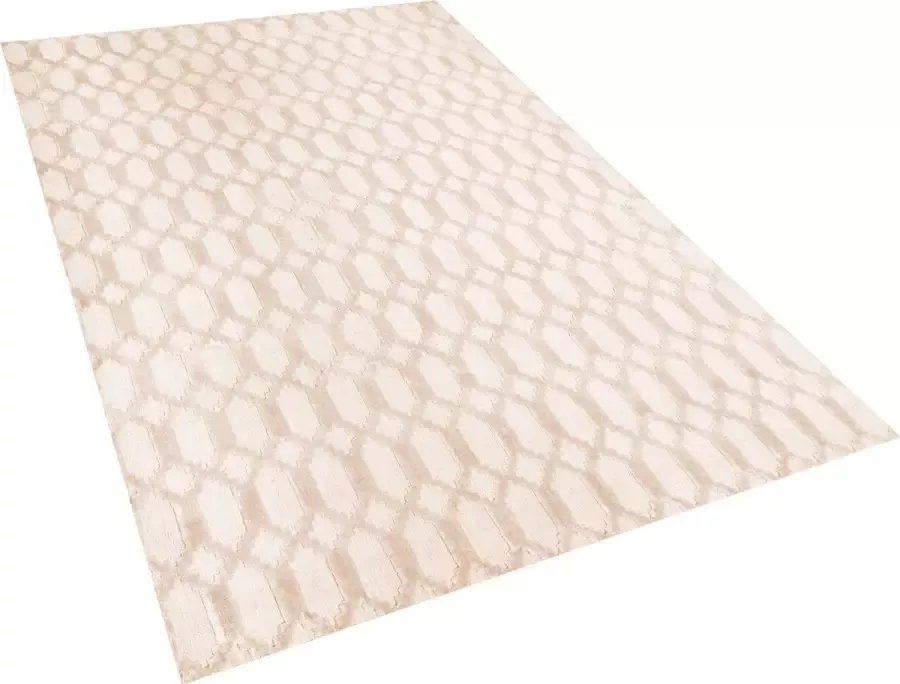 Beliani CIZRE Laagpolig vloerkleed Beige 140 x 200 cm Viscose