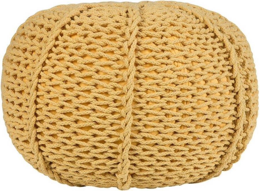 Beliani Poef CONRAD Katoen Mosterdgeel 50 cm 50 cm 35 cm - Foto 2