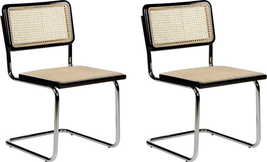 Beliani CORDOVA Eetkamerstoel Zwart Rotan