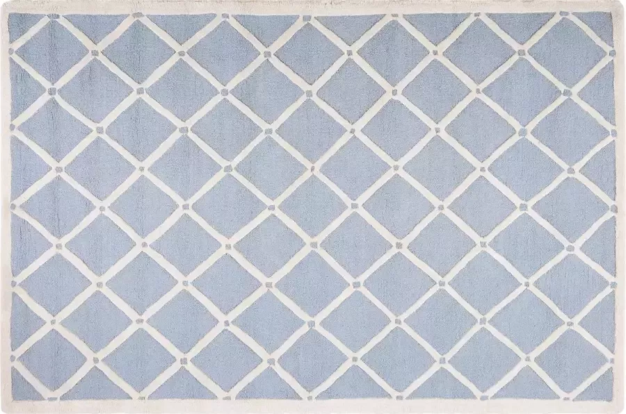 Beliani DALI Laagpolig vloerkleed Blauw 160 x 230 cm Wol - Foto 4